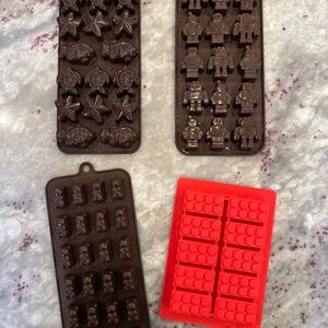 Silicone Chocolate/Gummies/Ice Cube Mold Set - Set of 4 (one is Lego)